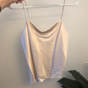 Alice + Olivia Harmon Drapey Champagne Slip Tank